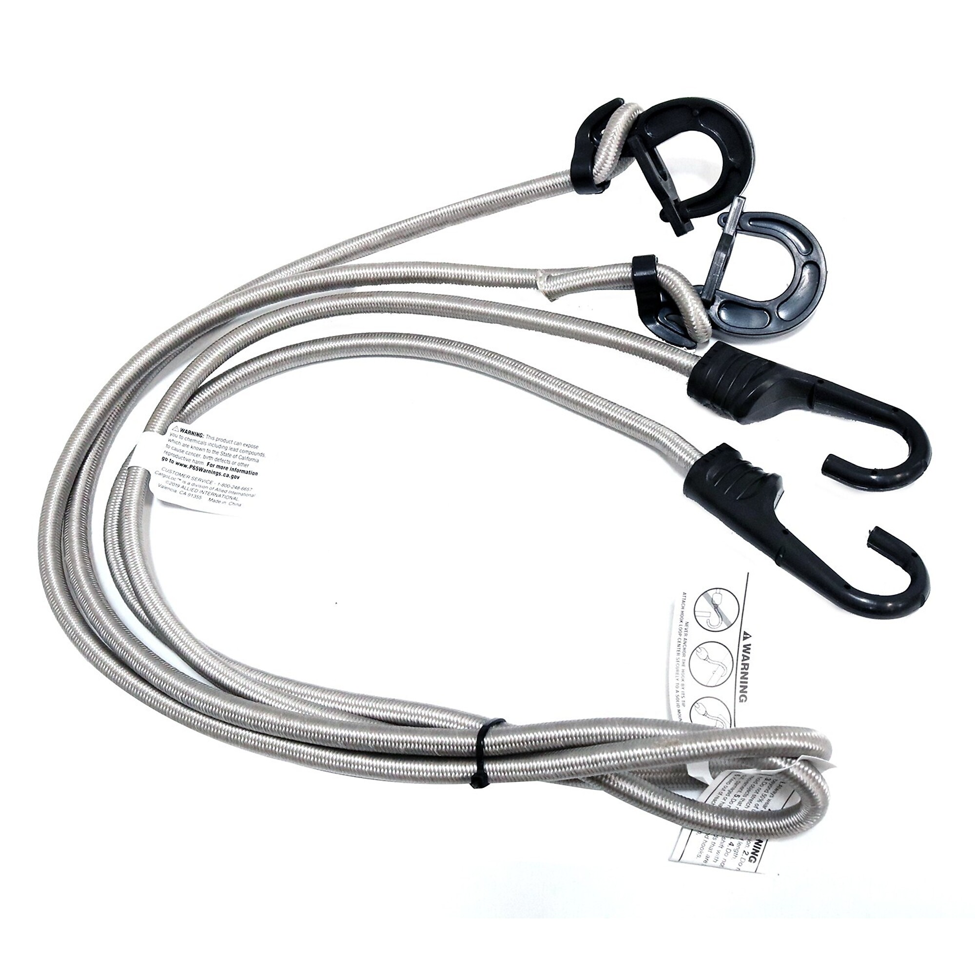 CargoLoc, 2 Pc Adjustable 48" Bungee Cords with Molded Steel Hooks, Model # 42437